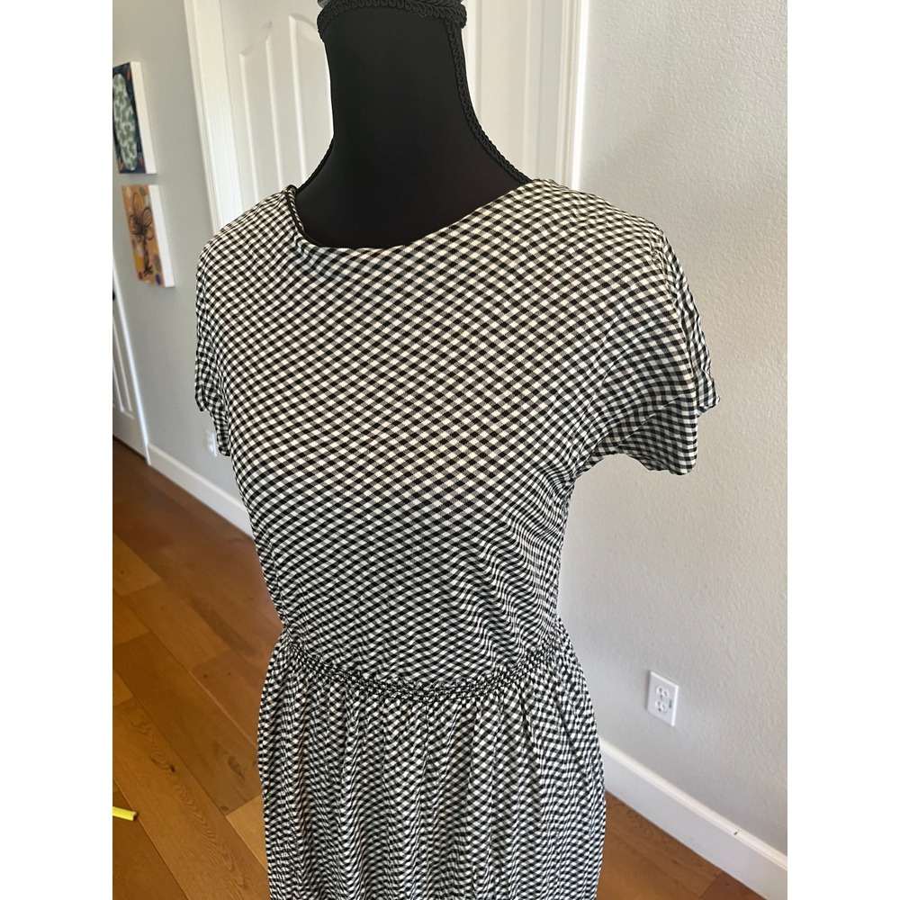 Dove of California Dress Womens 10 Black Gingham Excellent Vintage 70s 80s Check
